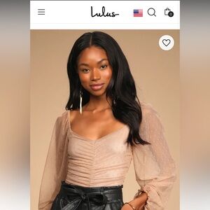 Lulus Beige Long Sleeve Ruched Bodysuit